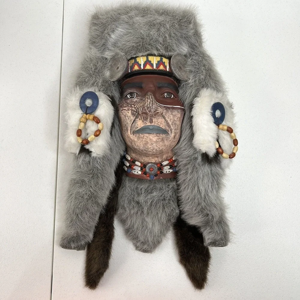 Native American Spirit Mask Bird of Prey Wall Hanging Hand Painted And Unsigned